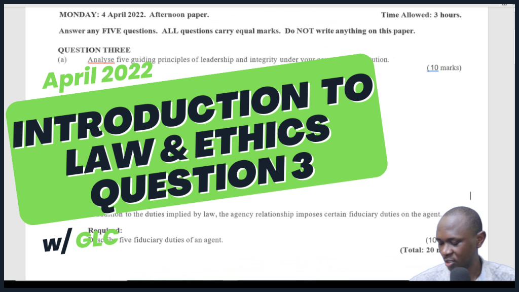 ATD INTRODUCTION TO LAW AND ETHICS APRIL 2022 Q3