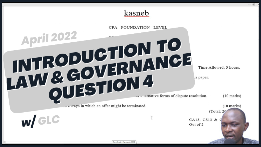 CPA INTRODUCTION TO LAW AND GOVERNANCE APRIL 2022 Q4